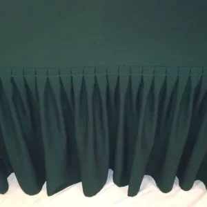 Discount Tablecloth Market 5' ft. Fitted Polyester Double Pleated Table Skirting Cover w/Top Topper Green