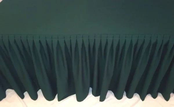 Discount Tablecloth Market 5' ft. Fitted Polyester Double Pleated Table Skirting Cover w/Top Topper Green"