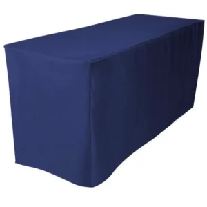 Hot Tablecloth Market 8' Ft. Fitted Polyester Tablecloth Trade Show Booth Wedding Dj Table Cover Navy