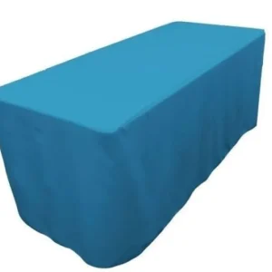 Clearance Tablecloth Market 8' ft. Fitted Polyester Table Cover Trade Show Event Tablecloth Turquoise Blue"