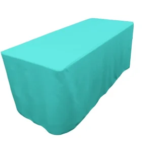 Online Tablecloth Market 8' Ft. Fitted Polyester Table Cover Trade Show Event Tablecloth Tiffany Blue