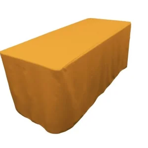 Online Tablecloth Market 8' Ft. Fitted Polyester Table Cover Trade Show Booth Wedding Tablecloth Gold