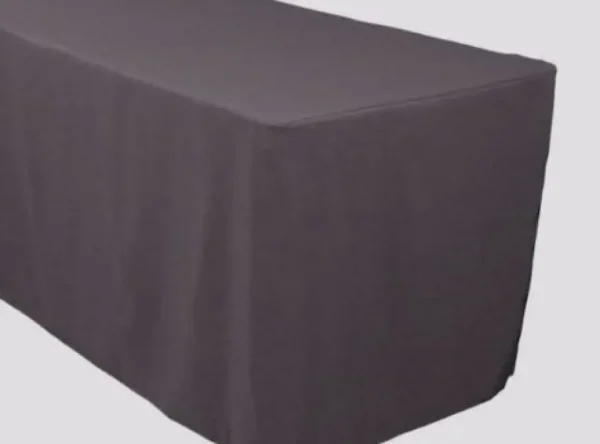 Fashion Tablecloth Market 6' Ft. Fitted Polyester Table Cover Trade Show Banquet Tablecloth Charcoal Grey"