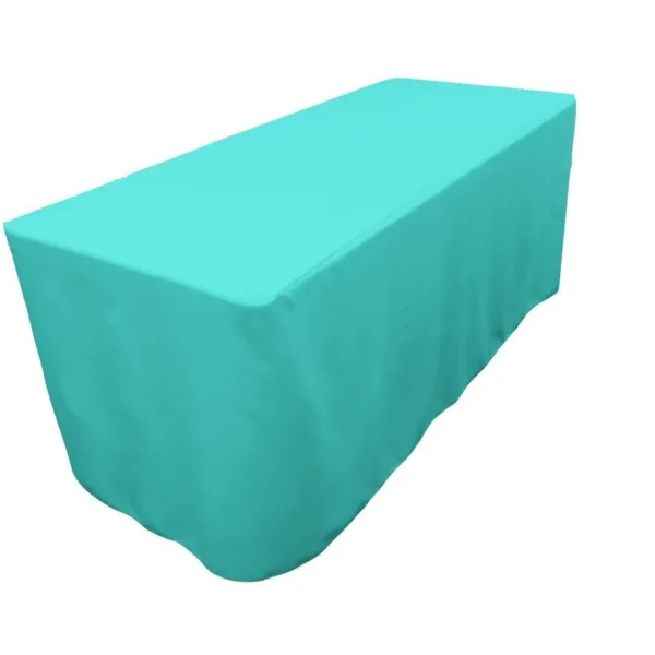 Online Tablecloth Market 6' Ft. Fitted Polyester Table Cover Trade Show Event Tablecloth Tiffany Blue"