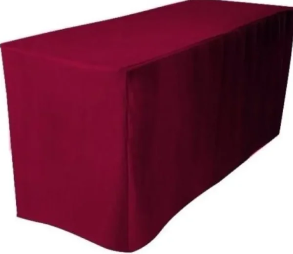 Discount Tablecloth Market 6' Ft. Fitted Polyester Tablecloth Wedding Trade Show Table Cover Burgundy"