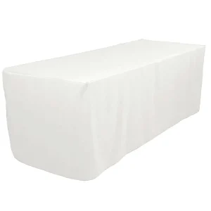 Hot Tablecloth Market 6' Ft. Fitted Polyester Tablecloth Trade Show Booth Wedding Table Cover White