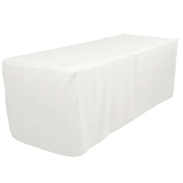 Hot Tablecloth Market 6' Ft. Fitted Polyester Tablecloth Trade Show Booth Wedding Table Cover White"