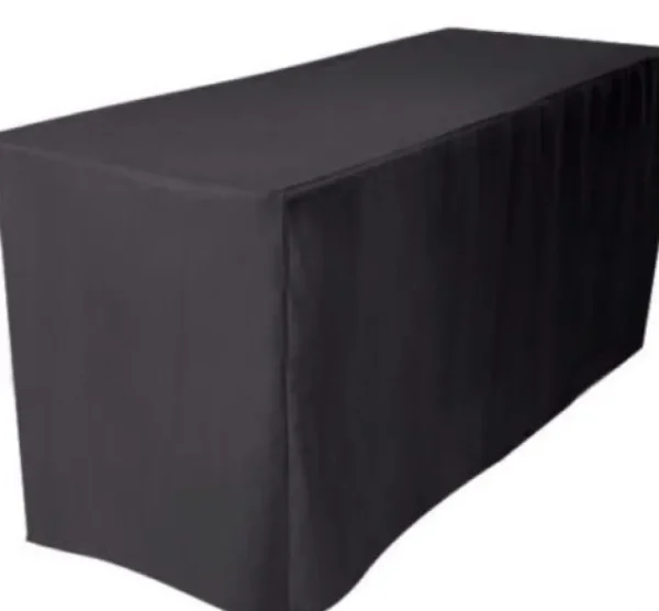 New Tablecloth Market 4' Ft. Fitted Polyester Table Cover Wedding Banquet Event Tablecloth Black"