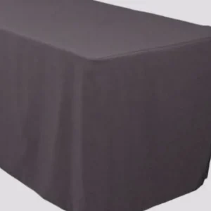 Best Tablecloth Market 4' Ft. Fitted Polyester Table Cover Trade Show Banquet Tablecloth Charcoal Grey