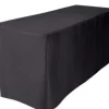 Fashion Tablecloth Market 4' Ft. Fitted Polyester Table Cover Tablecloth Black Trade Shows 30 Inch Width"