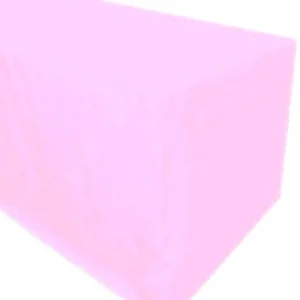 Outlet Tablecloth Market 4' Ft. Fitted Polyester Tablecloth Wedding Banquet Event Table Cover Light Pink"