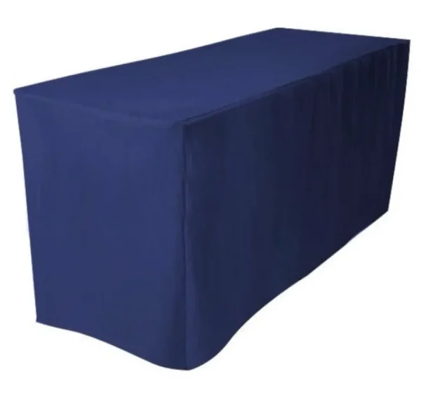 Hot Tablecloth Market 8' Ft. Fitted Polyester Tablecloth Trade Show Booth Wedding Dj Table Cover Navy"