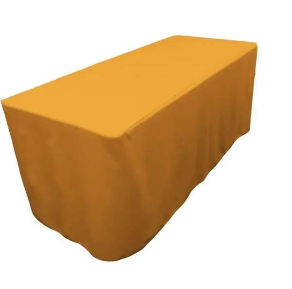 Online Tablecloth Market 8' Ft. Fitted Polyester Table Cover Trade Show Booth Wedding Tablecloth Gold"