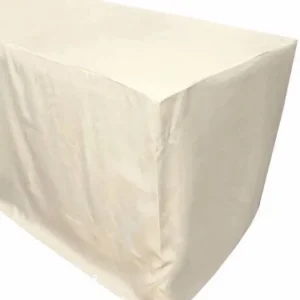 Hot Tablecloth Market 8' Ft. Fitted Polyester Table Cover Wedding Trade Show Booth Dj Tablecloth Ivory"