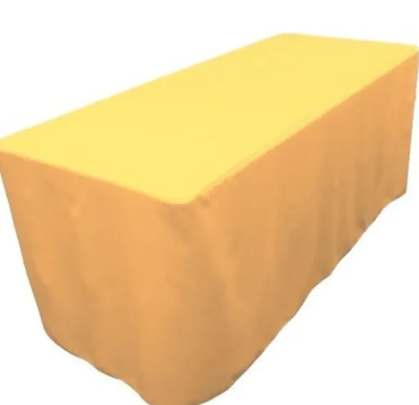 Discount Tablecloth Market 8' Ft. Fitted Polyester Table Cover Wedding Banquet Event Tablecloth Yellow"