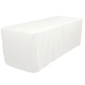 Clearance Tablecloth Market 6' Ft. Fitted Polyester Tablecloth Trade Show Booth Wedding Table Cover White"