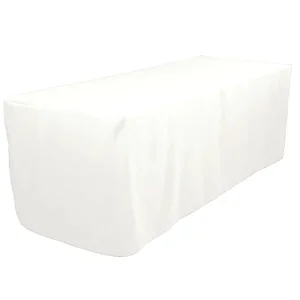 Discount Tablecloth Market 4' Ft. Fitted Polyester Tablecloth Trade Show Booth Wedding Table Cover White"