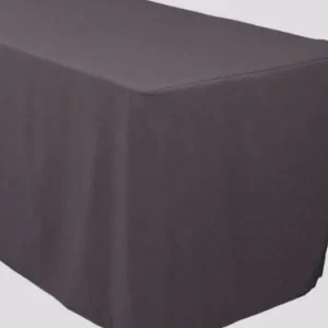 Best Tablecloth Market 4' Ft. Fitted Polyester Table Cover Trade Show Banquet Tablecloth Charcoal Grey"