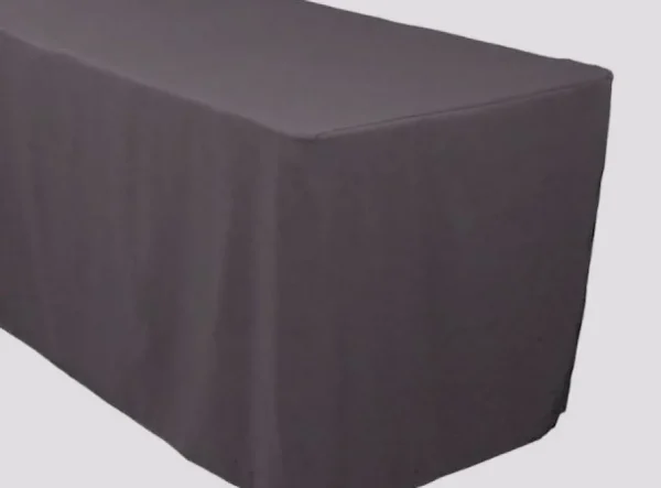 Best Tablecloth Market 4' Ft. Fitted Polyester Table Cover Trade Show Banquet Tablecloth Charcoal Grey"