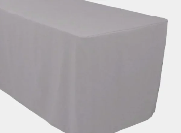 Clearance Tablecloth Market 4' Ft. Fitted Polyester Tablecloth Trade Show Booth Banquet Table Cover Silver"