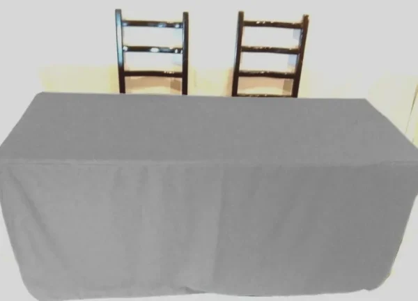 Best Tablecloth Market 4' Ft Fitted Polyester Tablecloth Slit Back Tablecover Trade Show Booth 18 Color"