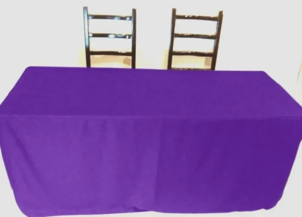 Best Tablecloth Market 4' Ft Fitted Polyester Tablecloth Slit Back Tablecover Trade Show Booth 18 Color"