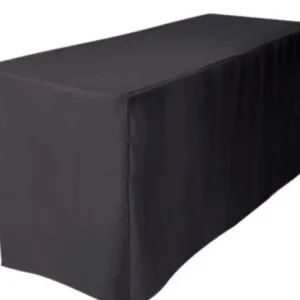 Hot Tablecloth Market 4' Ft Fitted Polyester Tablecloth Open Back Tablecover Trade Show Booth Dj Black