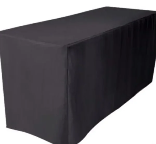 Hot Tablecloth Market 4' Ft Fitted Polyester Tablecloth Open Back Tablecover Trade Show Booth Dj Black"