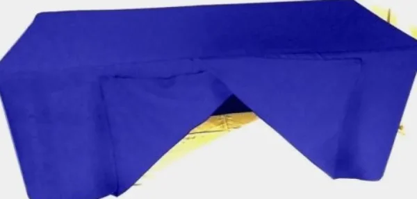 Discount Tablecloth Market 4' ft. Fitted SLIT OPEN BACK Polyester Tablecloth SHOWS Table Cover Royal Blue