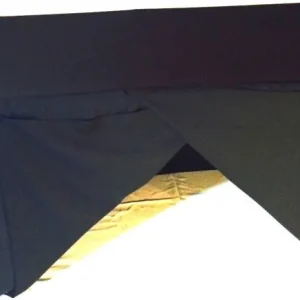 Hot Tablecloth Market 8' Ft. Fitted Slit Open Back Polyester Tableclothtrade Show Dj Table Cover Black"