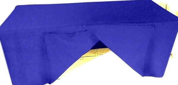 Discount Tablecloth Market 8' Ft. Fitted Slit Open Back Polyester Tablecloth Shows Table Cover Royal Blue"