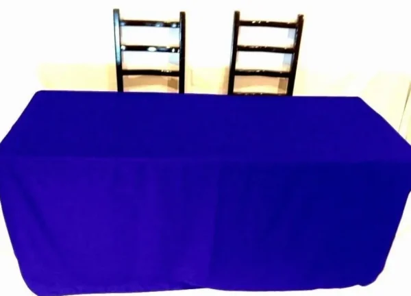 Sale Tablecloth Market 6' Ft. Fitted Slit Open Back Polyester Tablecloth Shows Table Cover Royal Blue"