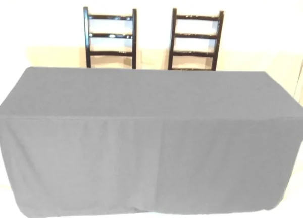 Sale Tablecloth Market 5' ft. Fitted SLIT OPEN BACK Polyester Tablecloth Trade show Table Cover Grey"