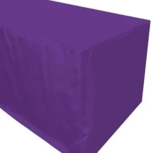 Online Tablecloth Market 4' Ft. Fitted Slit Open Back Polyester Tablecloth Trade Show Table Cover Purple