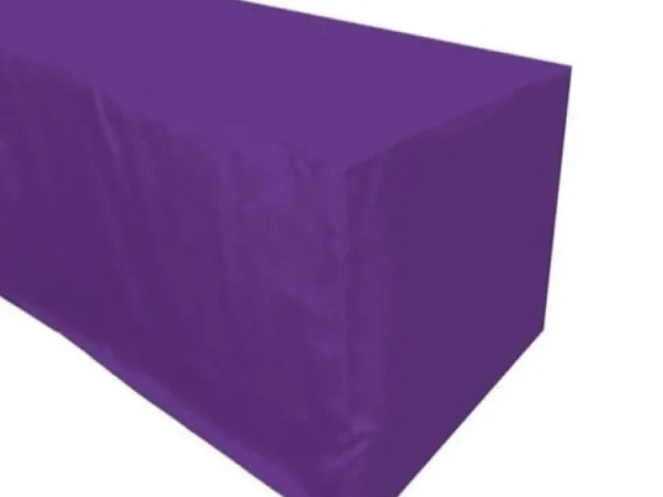 Online Tablecloth Market 4' Ft. Fitted Slit Open Back Polyester Tablecloth Trade Show Table Cover Purple"