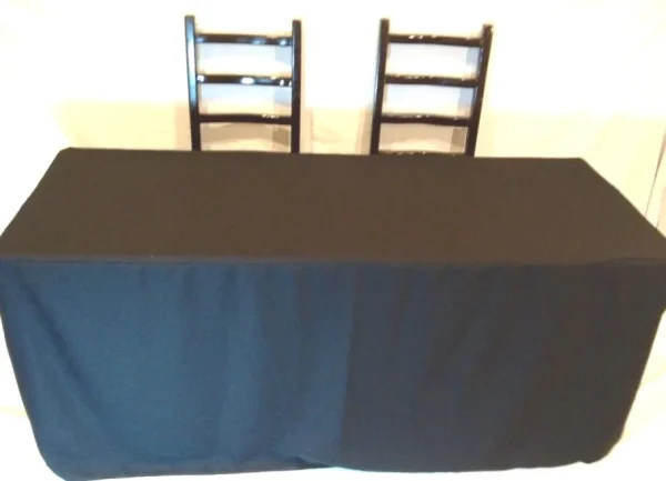 Online Tablecloth Market 6' Ft. Fitted Slit Open Back Polyester Tablecloth Trade Show Table Cover Black"