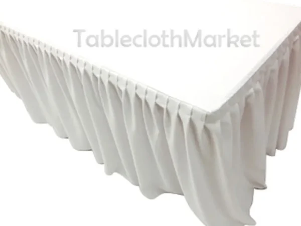 Sale Tablecloth Market 6' Ft. Fitted Table Skirt Cover W/ Top Topper Single Pleated Trade Show Dj White"