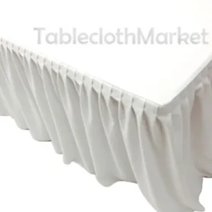 Sale Tablecloth Market 6' Ft. Fitted Table Skirt Cover W/ Top Topper Single Pleated Trade Show Dj White