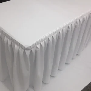 New Tablecloth Market 6' Ft. Fitted Table Skirt Cover W/ Top Topper Double Pleated Trade Show Dj White"