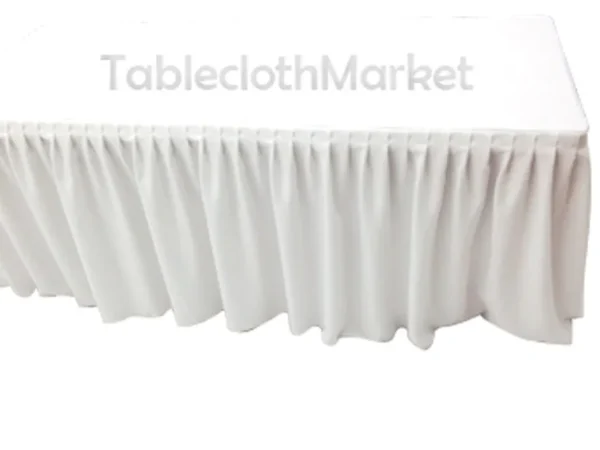 Sale Tablecloth Market 6' Ft. Fitted Table Skirt Cover W/ Top Topper Single Pleated Trade Show Dj White"