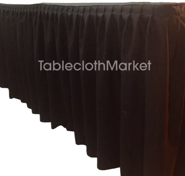 Fashion Tablecloth Market 8' Ft. Fitted Table Skirting Cover W/ Top Topper Single Pleated Trade Show Black"