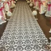 Clearance Tablecloth Market 50ft Flocking Damask Taffeta Wedding Aisle Runner Black White Flocked 3d Fabric"