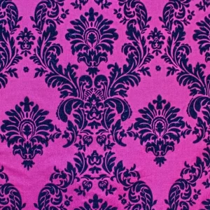 Outlet Tablecloth Market Fuchsia Black Flocking Damask Taffeta Velvet Fabric 58" Flocked Decor"