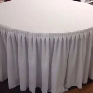 Clearance Tablecloth Market 60" In. Round Table Skirt Cover Polyester W/ Top Topper Pleated Wedding White"