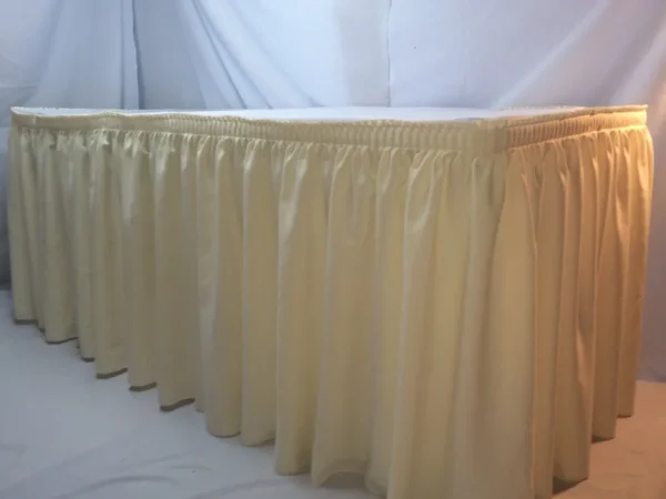 Clearance Tablecloth Market 14' Ivory Polyester Pleated Table Skirt Skirting Trade Show Wedding"