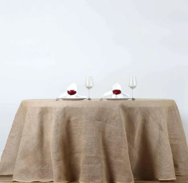 Fashion Tablecloth Market 5 Pack 90" ROUND Natural BURLAP TABLECLOTH Table Cover Wedding Party Catering"