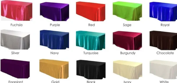 Hot Tablecloth Market 15 Pack 60x120" Rectangular Satin Tablecloth Wedding Party Catering Table Cover"