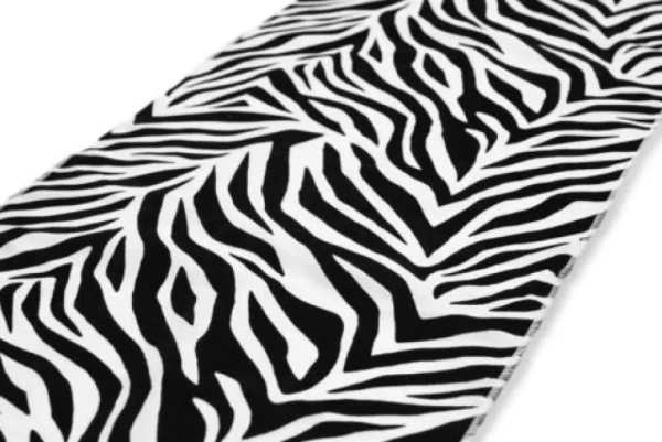 Fashion Tablecloth Market 15 Pack Zebra Flocked Taffeta 12" X 108" Top Table Runner Black White Wedding"