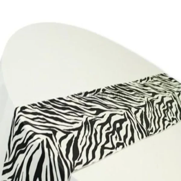 Fashion Tablecloth Market 15 Pack Zebra Flocked Taffeta 12" X 108" Top Table Runner Black White Wedding"