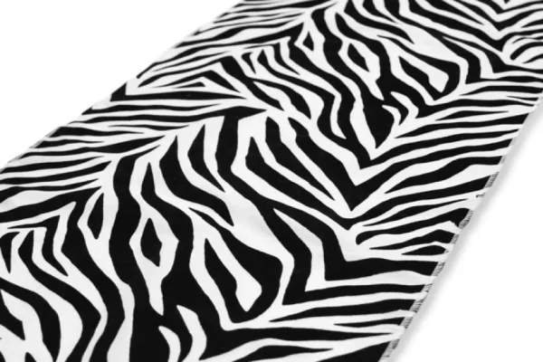 New Tablecloth Market 10 Pack Zebra Flocking Taffeta 12" X 108" Table Runner Black White Animal Print"